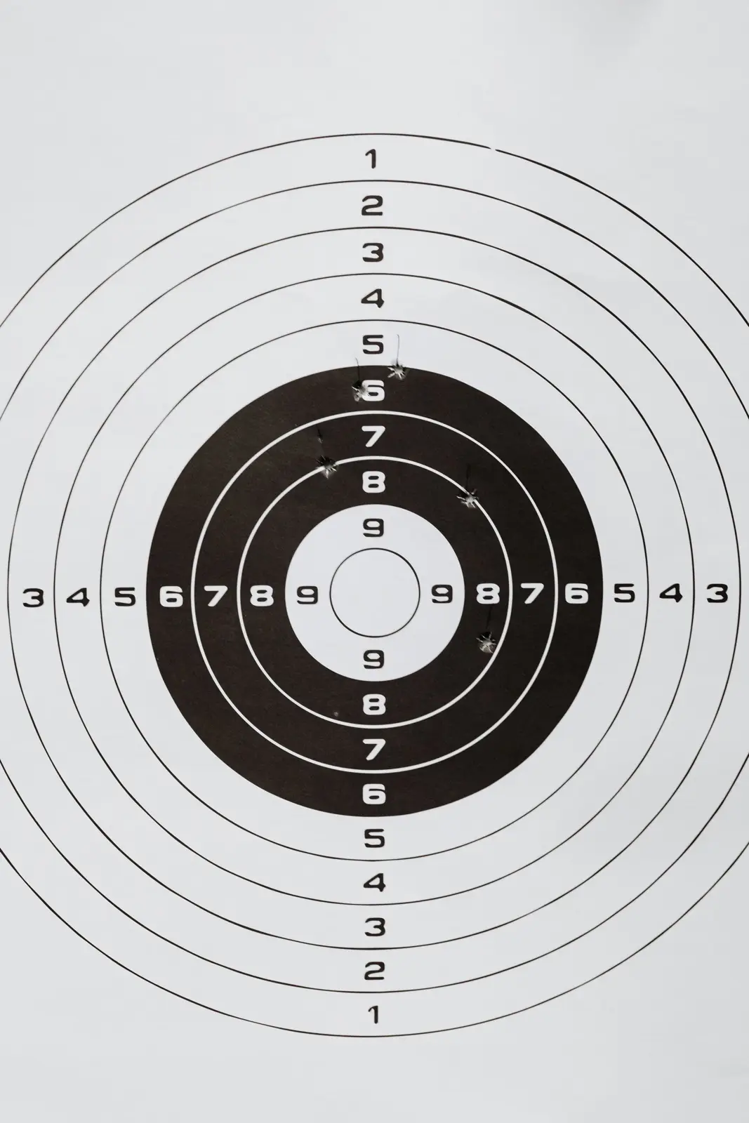 Close-up of a paper shooting target with scoring rings